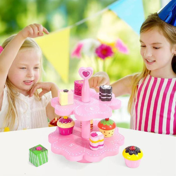 Wooden Magnetic Cake Stand Pretend Play Tea Party Set for Ages 3+-Toy-AfiLiMa Essentials